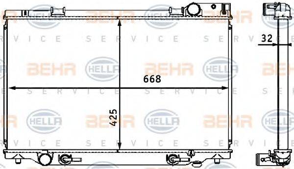 BEHR HELLA SERVICE 8MK376708341 Радіатор, охолодження двигуна