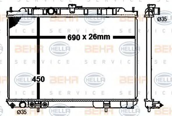 BEHR HELLA SERVICE 8MK376790301 Радіатор, охолодження двигуна