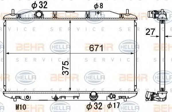 BEHR HELLA SERVICE 8MK376790491 Радіатор, охолодження двигуна