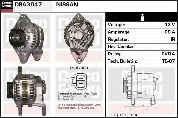 NISSAN 23100-50A00 Генератор