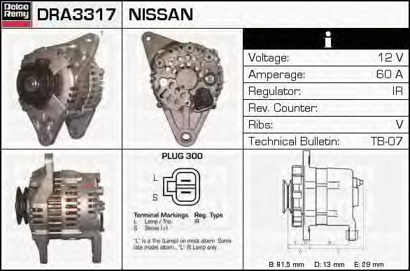 NISSAN 23100-07F11 Генератор