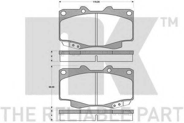 TOYOTA 044650K060 Комплект гальмівних колодок, дискове гальмо