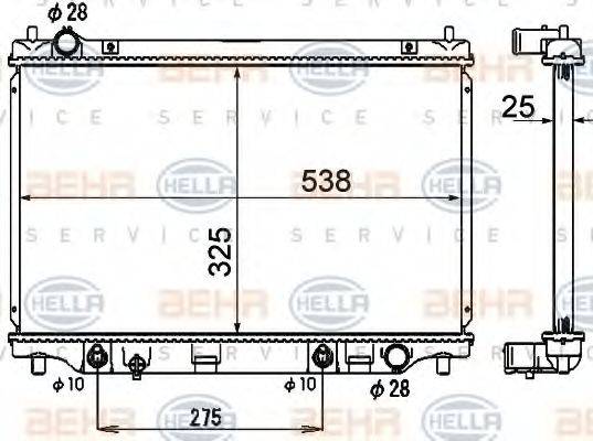 HELLA 8MK376790371 Радіатор, охолодження двигуна