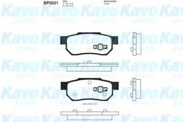 KAVO PARTS BP2031 Комплект гальмівних колодок, дискове гальмо
