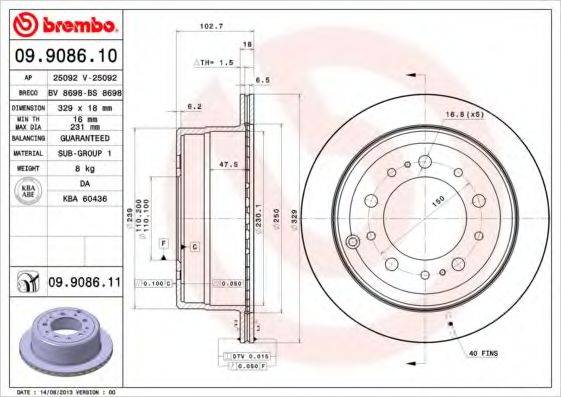 BRECO BV8698 гальмівний диск