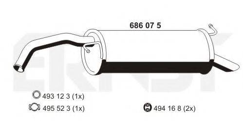 ERNST 686075 Глушник вихлопних газів кінцевий