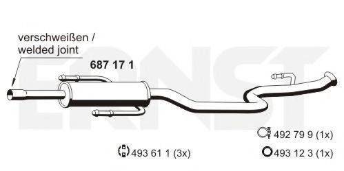 ERNST 687171 Середній глушник вихлопних газів