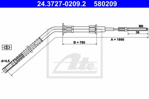 PEX 40077 Трос, стоянкова гальмівна система