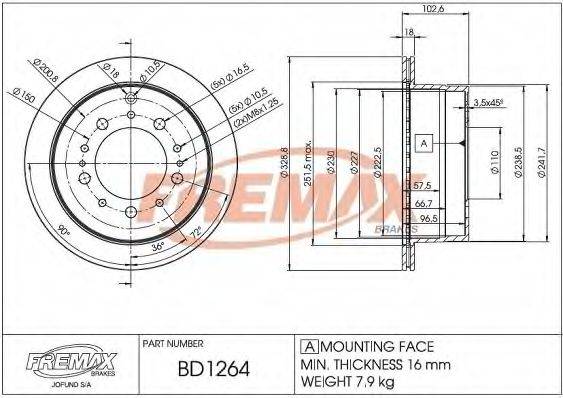 FREMAX BD1264 гальмівний диск