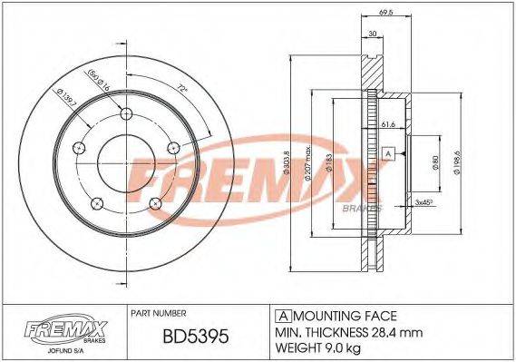 DODGE 5 2009 865AA гальмівний диск