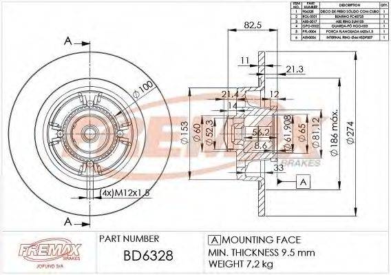 FREMAX BD6328 гальмівний диск