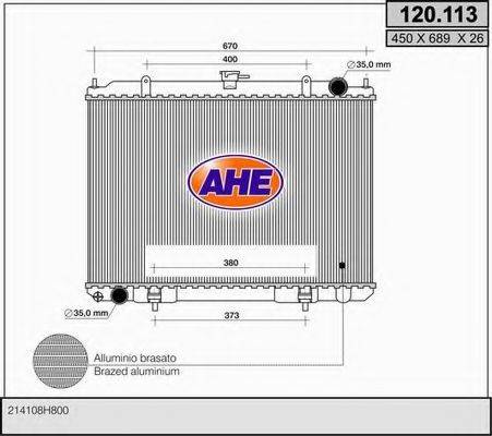 AHE 120113 Радіатор, охолодження двигуна