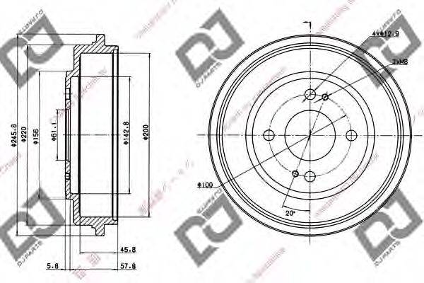 DJ PARTS BR1020 Гальмівний барабан