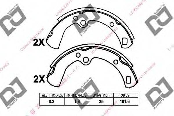 DJ PARTS BS1095 Комплект гальмівних колодок