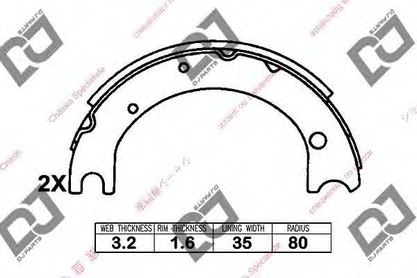 DJ PARTS BS1166 Комплект гальмівних колодок