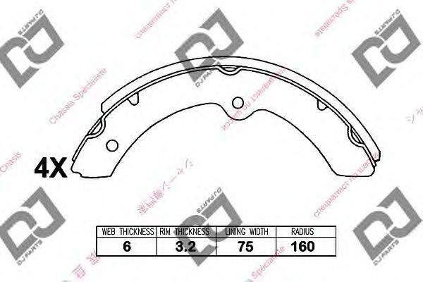 DJ PARTS BS1196 Комплект гальмівних колодок