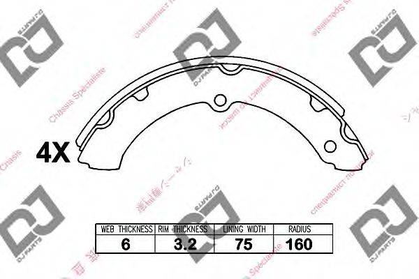 DJ PARTS BS1203 Комплект гальмівних колодок