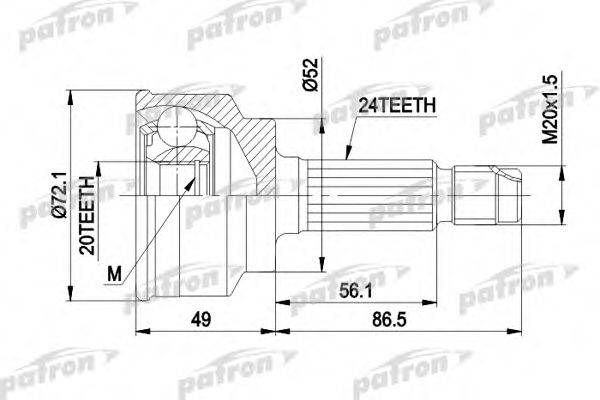 PATRON PCV1261 Шарнірний комплект, приводний вал