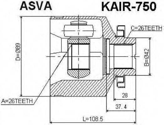 KIA 49500-2E700 Шарнірний комплект, приводний вал