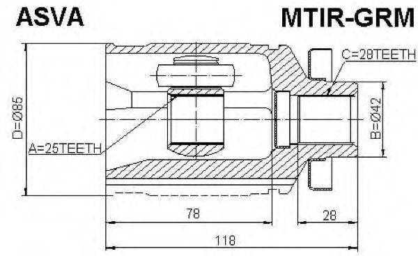 MITSUBISHI MR528812 Шарнірний комплект, приводний вал