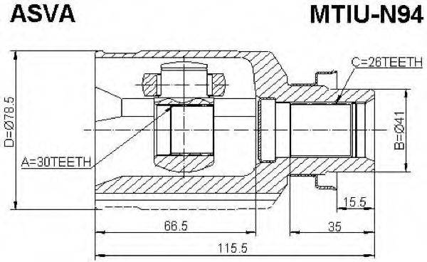 MITSUBISHI MR336596 Шарнірний комплект, приводний вал