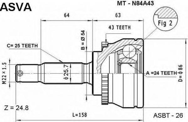 MITSUBISHI MR357123 Шарнірний комплект, приводний вал