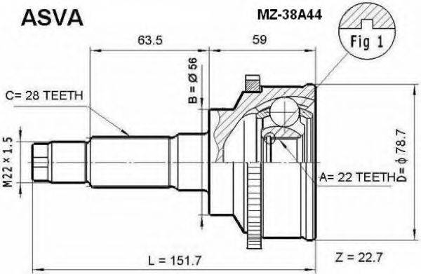 MAZDA GD21-22-510 Шарнірний комплект, приводний вал