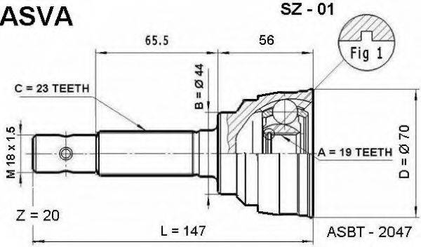 MAZDA 1A63-25-500 Шарнірний комплект, приводний вал