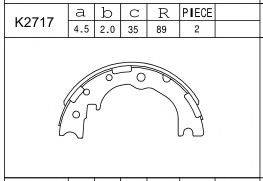 DAIHATSU 4653087307 Комплект гальмівних колодок, стоянкова гальмівна система