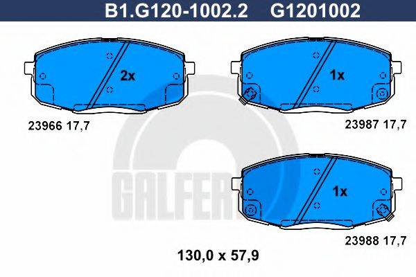 GALFER B1G12010022 Комплект гальмівних колодок, дискове гальмо