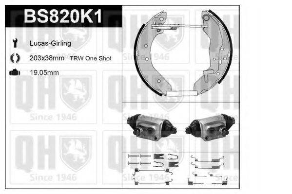 QUINTON HAZELL BS820K1 Комплект гальм, барабанний гальмівний механізм