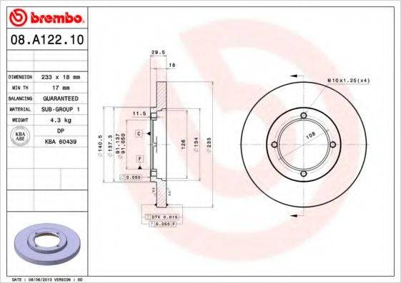 BREMBO 08A12210 гальмівний диск